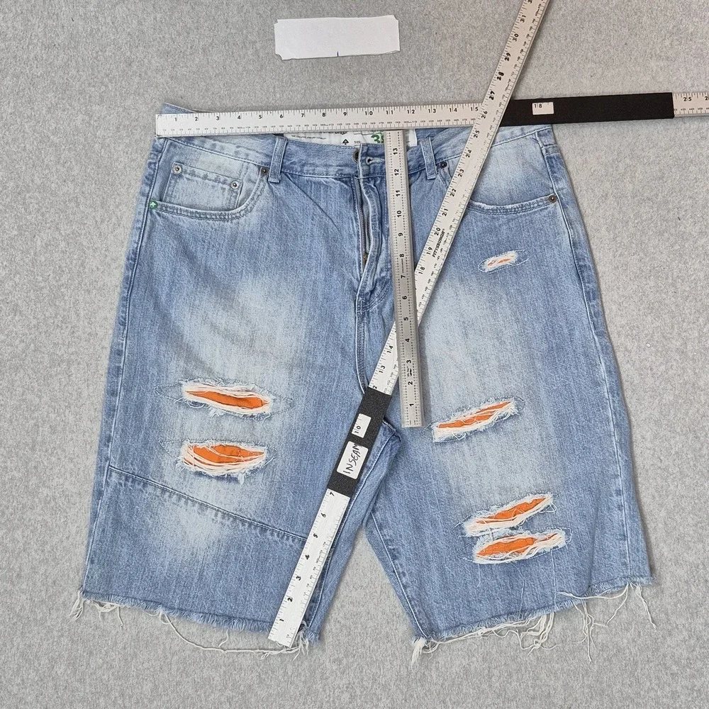 LRG Men Shorts 38 Light Blue Denim Jeans Distressed Grunge Y2KJ186003